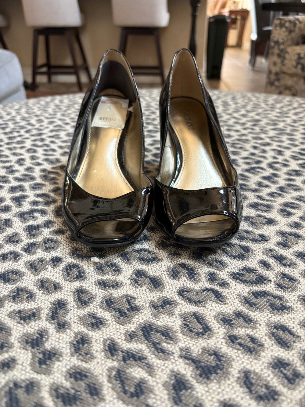Patent Leather Peep-Toe Heels - Black with Tags